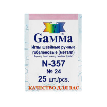 Иглы для шитья ручные " Gamma" N- 357 гобеленовые №24 25 шт. в конверте острие закругл. 